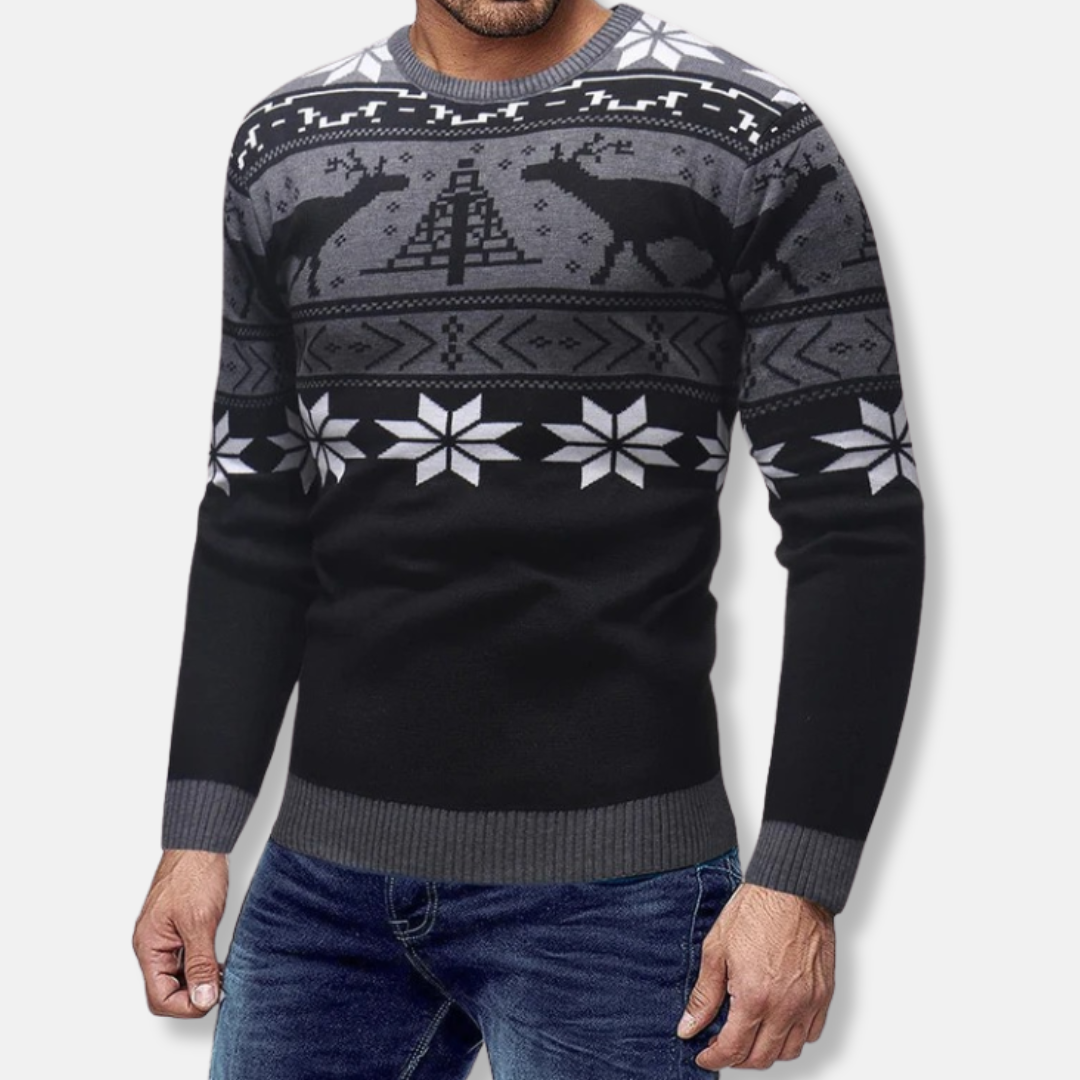 Domenico Regular Fit Sweater | Fair Isle Crewneck Sweater