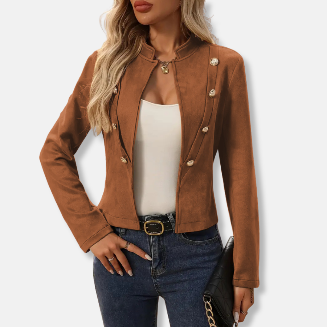 Women's Jacket – Tailored Fit – Double-Breasted – Mandarin Collar – Short Model