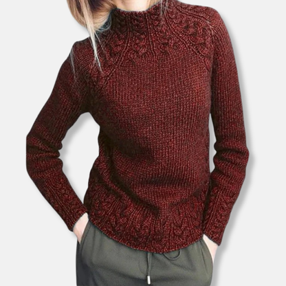 Esme Regular Fit Sweater | Cable Knit High Neck Sweater