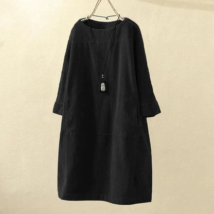 Women Dress - Corduroy - Loose Fit - Long Sleeves - Comfortable and Casual