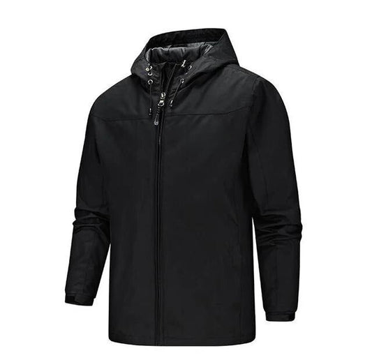 Men's Rain Jacket – Water-Repellent – Regular Fit – Drawstring Hood – Adjustable Cuffs