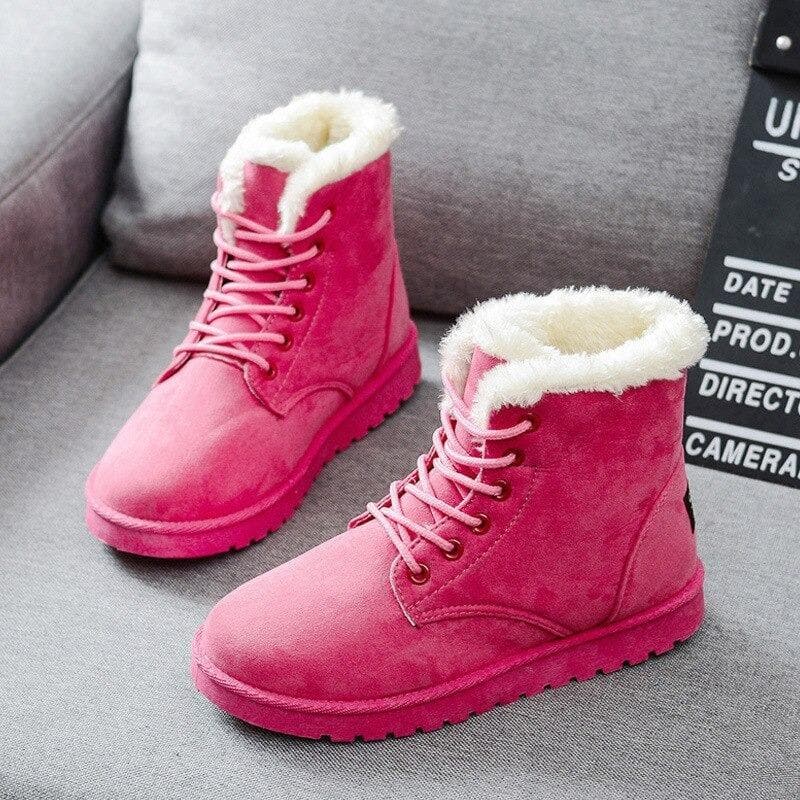 Women's Ankle Boots - Suede Look - Warm Lined - Lacing - Rubber Sole