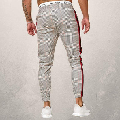 Herre Joggebukse - Slim Fit - Elastisk Linning med Snøring - Strukturet Stoff - Side Striper