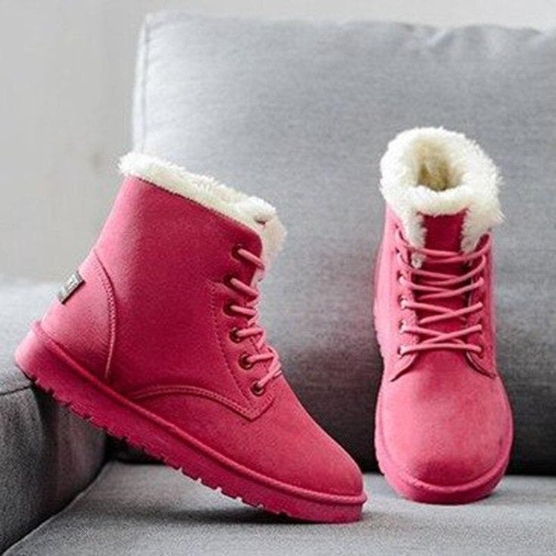 Women's Ankle Boots - Suede Look - Warm Lined - Lacing - Rubber Sole