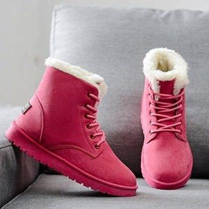 Women's Ankle Boots - Suede Look - Warm Lined - Lacing - Rubber Sole