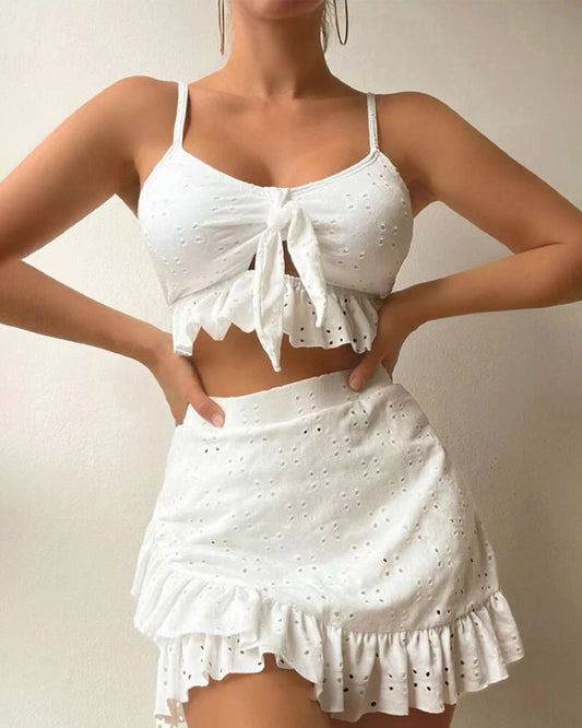 Women's Bikini Top and Skirt – Slim Fit – Lace – Ruffles – Breathable Fabric