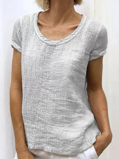 Women's T-shirt – Relaxed Fit – Crinkled Texture – Breathable Fabric – Short Sleeve
