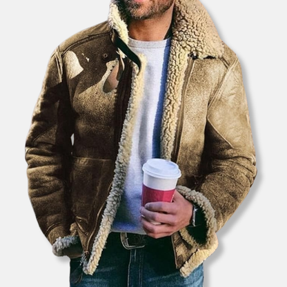 Marco Leather Relaxed Fit Shearling Jacket | Zip Shearling Jacket