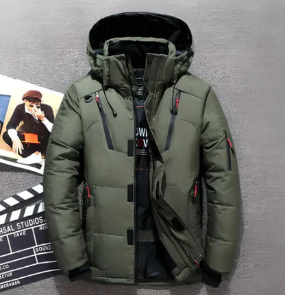 Men's Down Jacket – Water-Repellent – Hood – Quilted – Zipper Pockets – Regular Fit