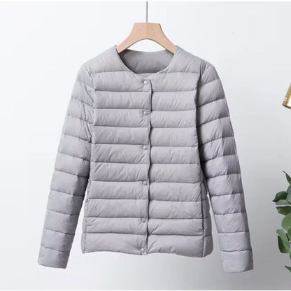 Women's Jacket – Down Quilted – Ultralight – Slim Fit – Button Closure – Hip Length
