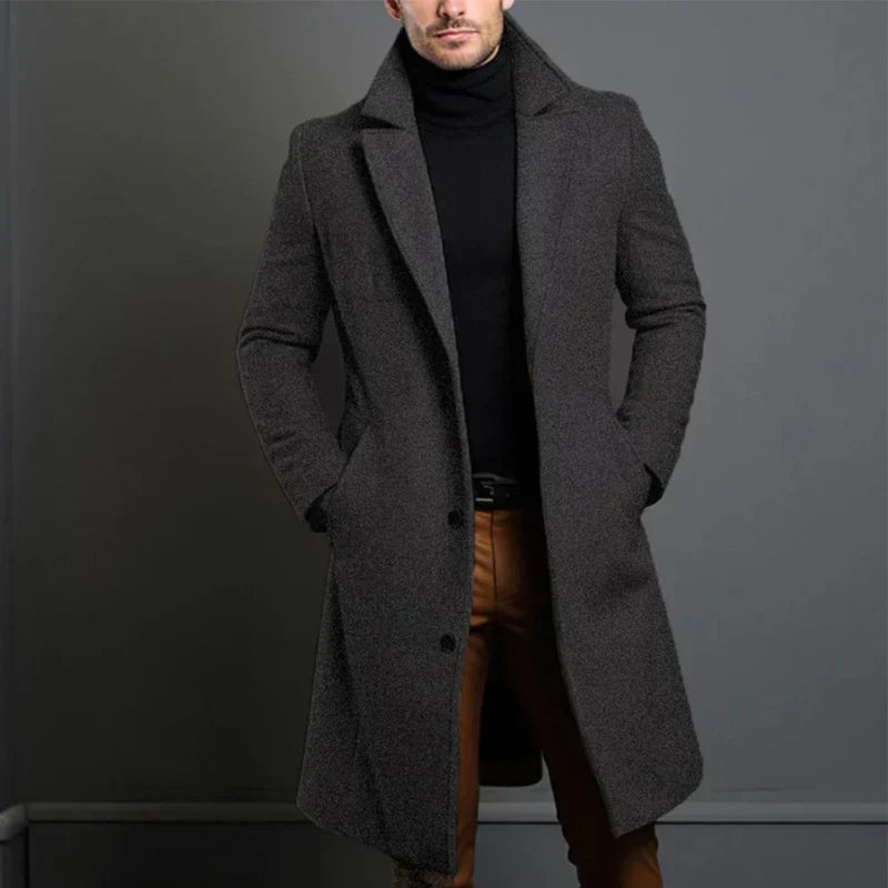 Men's Coat – Tailored Fit – Classic Cut – Knee-Length – Elegant Outerwear