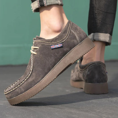 Herresko - Semsket Skinn - Slitesterk Gummisåle - Komfortabel Snøring - Casual Look