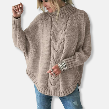 Jessica Wool Oversized Turtleneck Sweater | Cable Knit Sweater