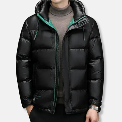 Men's Down Jacket – Regular Fit – Water-Repellent – Hood – Zipper and Buttons