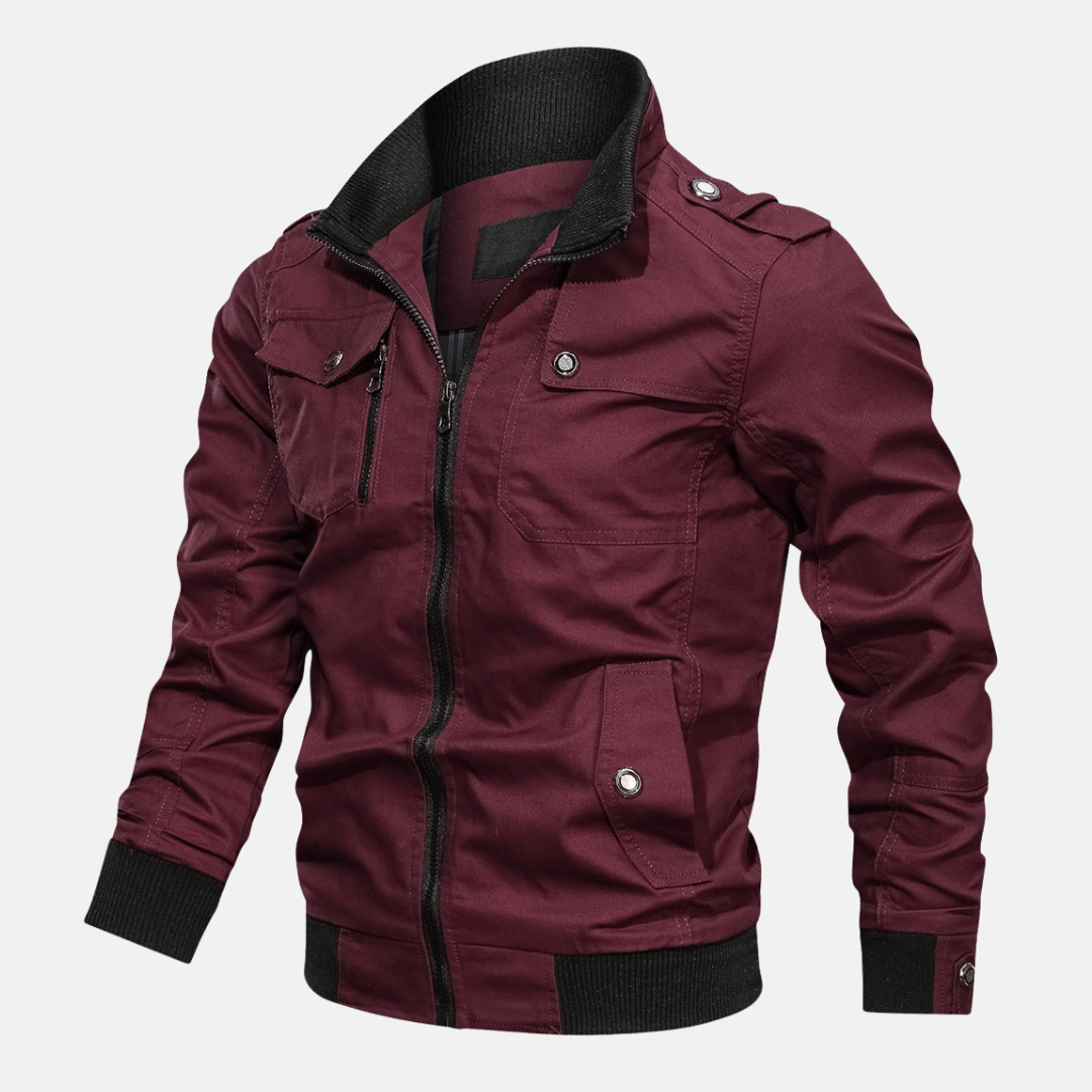 Men's Bomber Jacket – Regular Fit – Bomber Design with Ribbed Edges and Epaulettes – Multiple Pockets