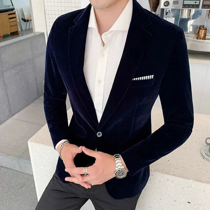 Men's Blazer – Slim Fit – Luxurious Velvet – Single-Breasted – Formal Cut