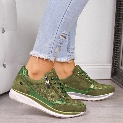 Women's Sneakers - Breathable Upper - Zipper Detail - Comfortable Sole