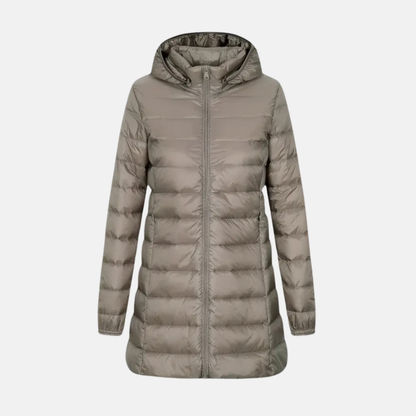 Women's Down Jacket – Tailored Fit – Mid-Length – Padded – Water-Repellent – Hood