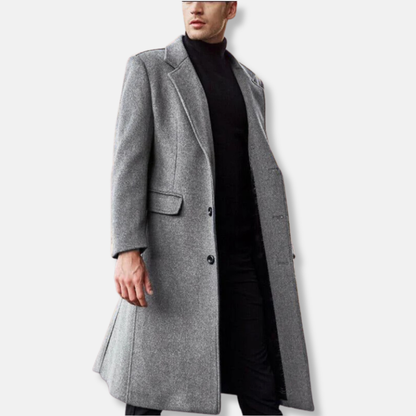 Men's Coat – Wool Blend – Tailored Fit – Buttoned – Classic Formal Style