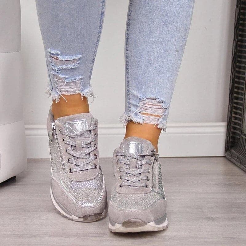 Women's Sneakers - Breathable Upper - Zipper Detail - Comfortable Sole