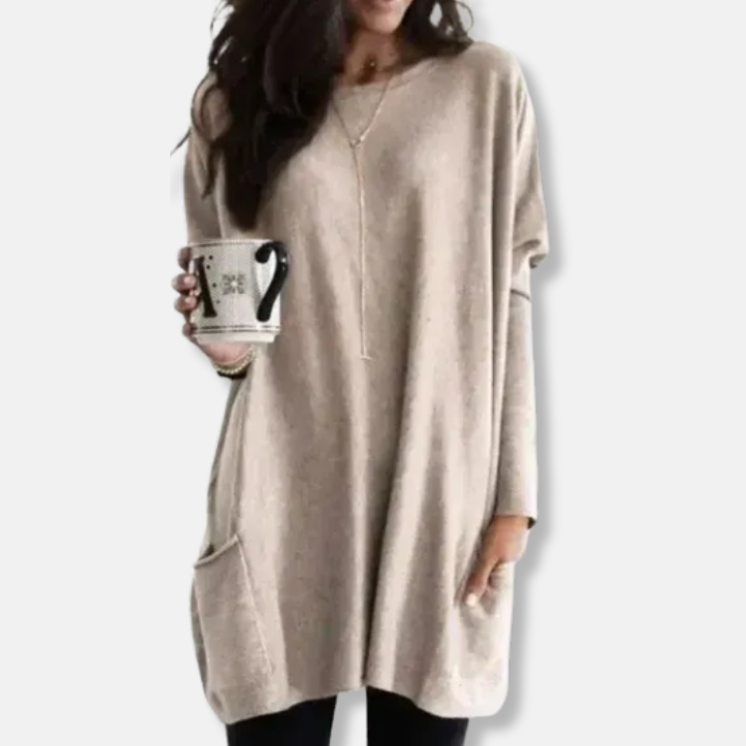 Clara Oversized Tunic Sweater | Dropped Shoulders Tunic Sweater