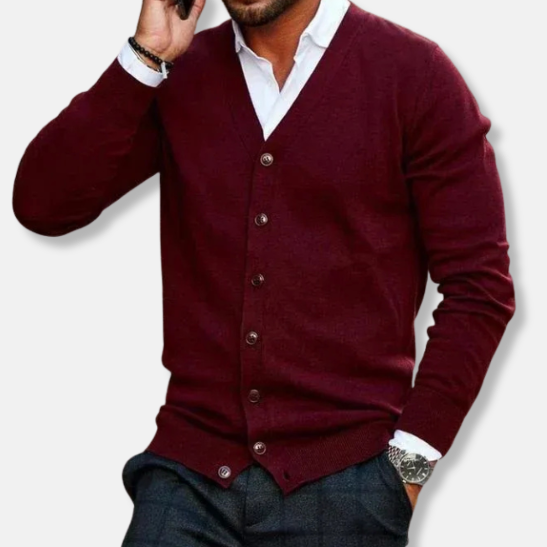 Tommaso Slim Fit Cardigan | V-Neck, Patch Pockets Cardigan