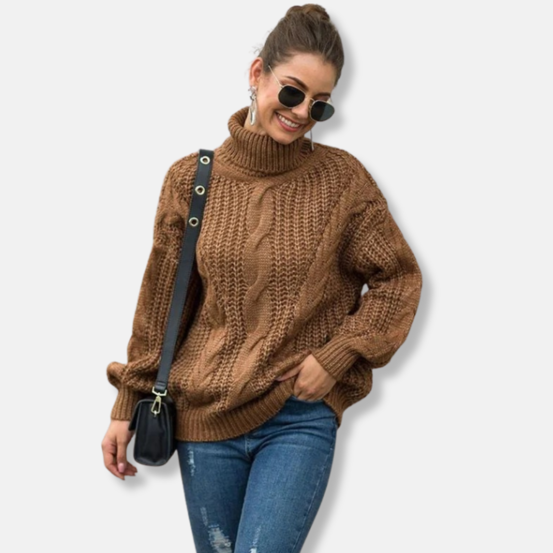 Isabella Oversized Turtleneck Sweater | Cable Knit Sweater
