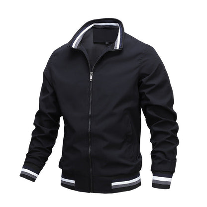 Men's Bomber Jacket – Waterproof – Ribbed Cuffs and Collar – Zipper Closure