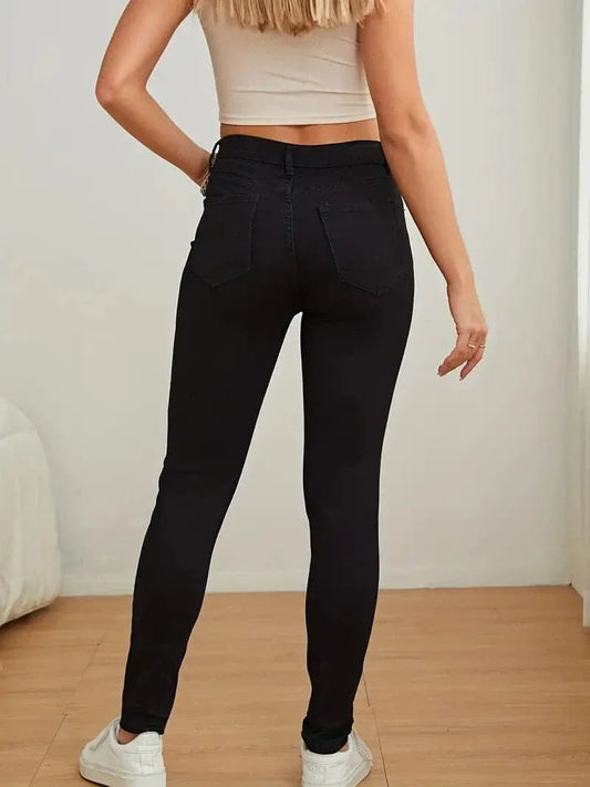 Dame Skinny Jeans - Høyt Liv - Tettsittende Passform - Komfortabel Stretch Denim