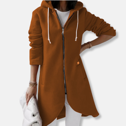 Women's Hoodie – Relaxed Fit – Zipper – Cotton Blend – Mid-Length