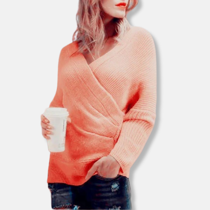 Elizabeth Relaxed Fit Wrap Sweater | Textured V-Neck Wrap Sweater
