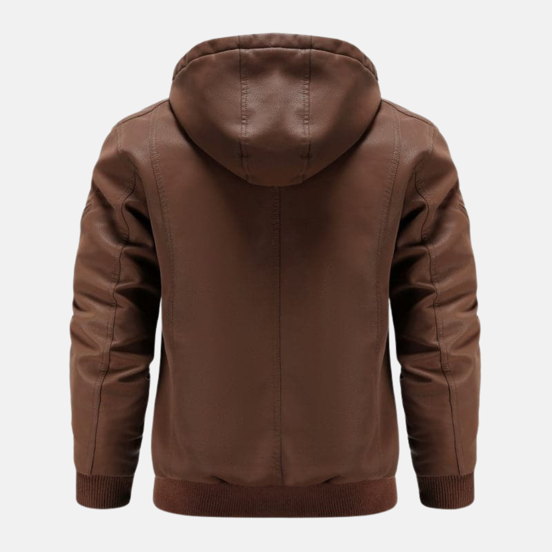 Nathan Leather Hooded Bomber Jacket | With Quilted Lining Jacket