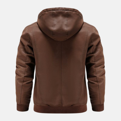 Nathan Leather Hooded Bomber Jacket | With Quilted Lining Jacket