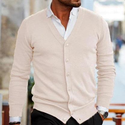 Men's Cardigan – Soft Knit – V-neck – Regular Fit – Button Opening – Ribbed Knit