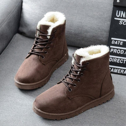 Women's Ankle Boots - Suede Look - Warm Lined - Lacing - Rubber Sole