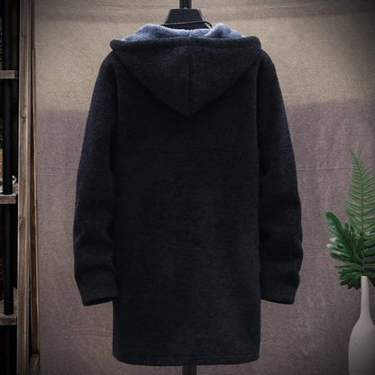 Herre Hettecardigan - Strikket Tekstur - Foret med Fleece - Åpen Front - Med Sidelommer