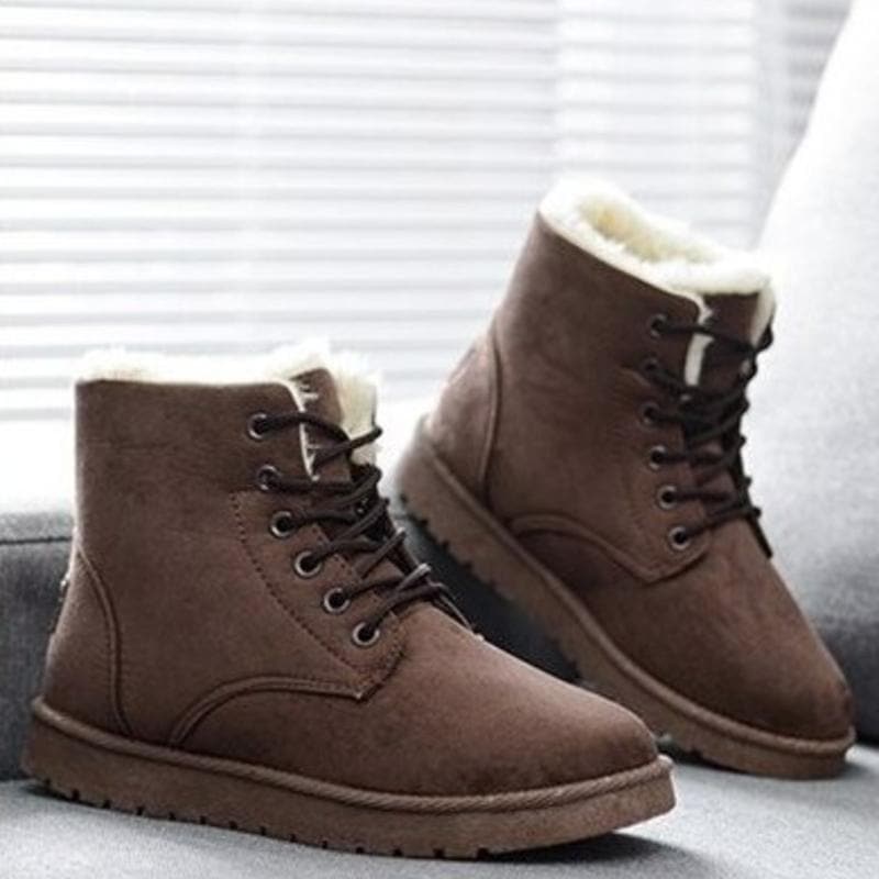 Women's Ankle Boots - Suede Look - Warm Lined - Lacing - Rubber Sole