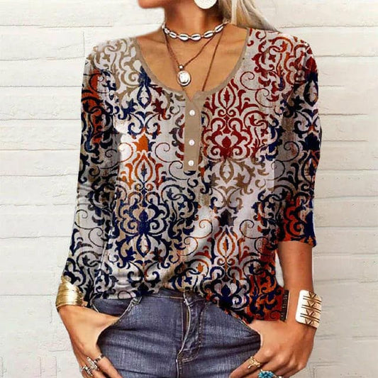 Heike - Etnobluse med flotte farger