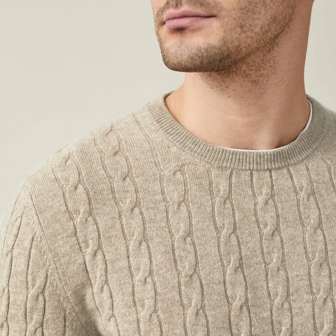 Teddy Regular Fit Cable Knit Sweater | Ribbed Cable Knit Sweater