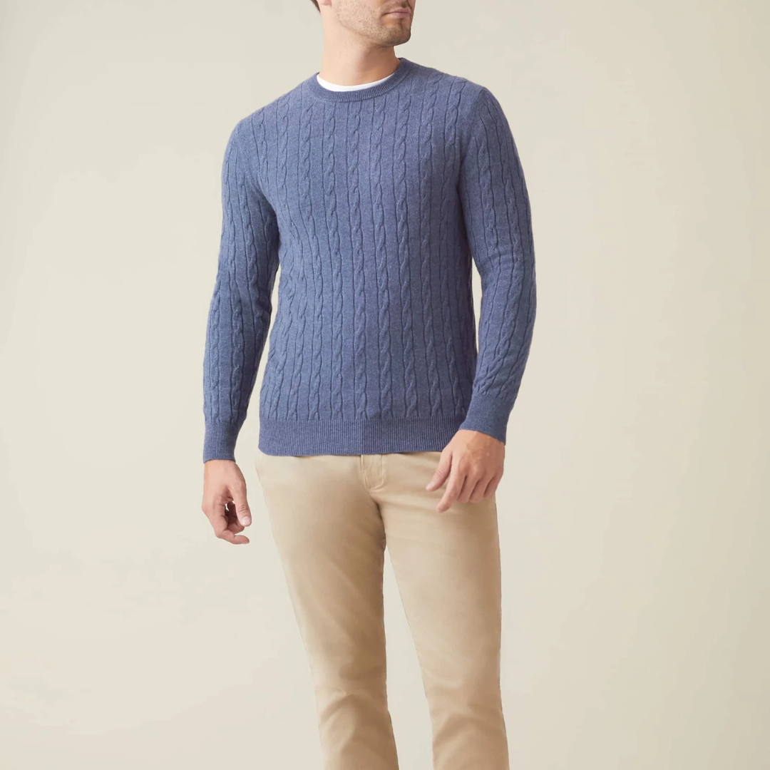 Teddy Regular Fit Cable Knit Sweater | Ribbed Cable Knit Sweater