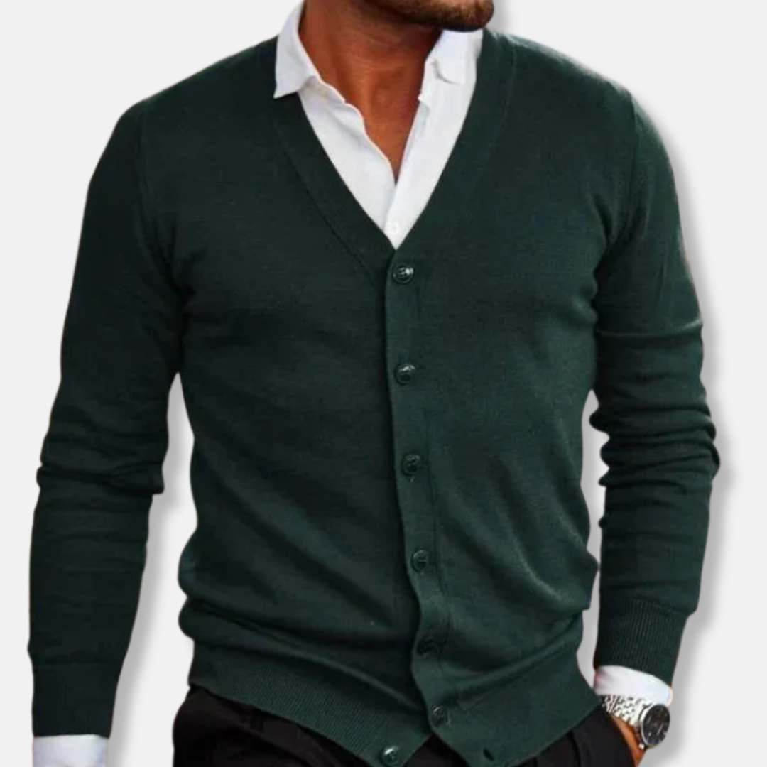 Tommaso Slim Fit Cardigan | V-Neck, Patch Pockets Cardigan