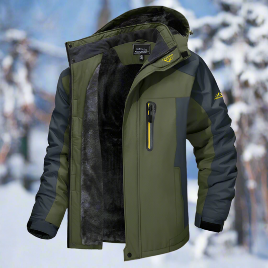 Men's Winter Jacket – Windproof and Insulated – Hood and Multiple Zipper Pockets