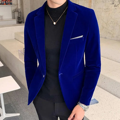 Men's Blazer – Slim Fit – Luxurious Velvet – Single-Breasted – Formal Cut