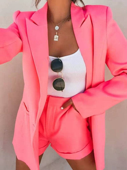 Women's Blazer – Checkered Pattern – Single-Breasted – Oversized Fit – Long-Sleeved