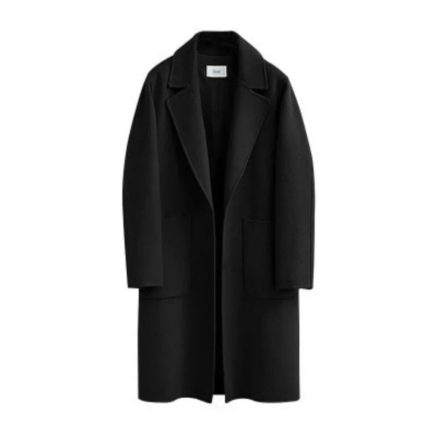Women's Trench Coat – Wool Blend – Relaxed Fit – Full Length Minimalist Design