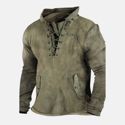 Salvatore Lace-Up Hooded Sweater | Front Pockets Hooded Sweater