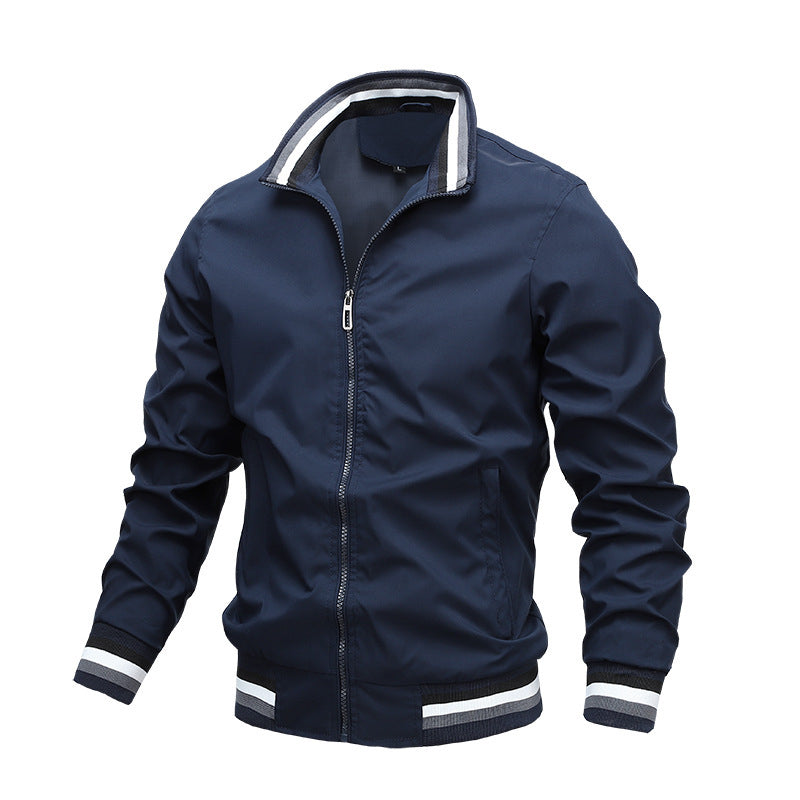 Men's Bomber Jacket – Waterproof – Ribbed Cuffs and Collar – Zipper Closure