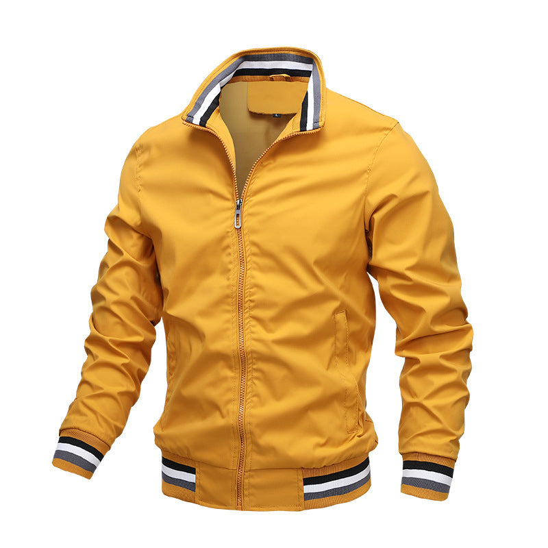 Men's Bomber Jacket – Waterproof – Ribbed Cuffs and Collar – Zipper Closure