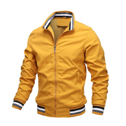 Men's Bomber Jacket – Waterproof – Ribbed Cuffs and Collar – Zipper Closure
