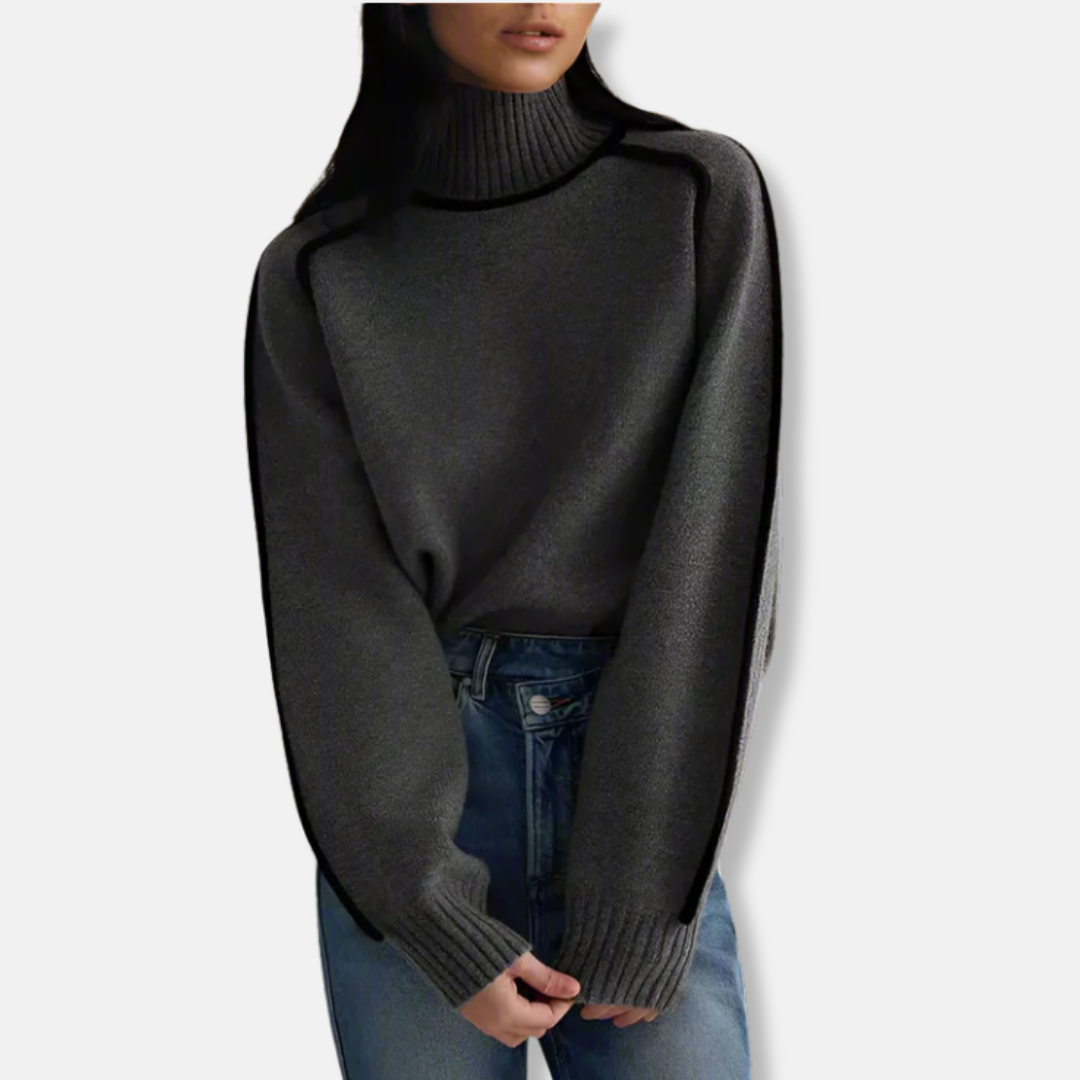 Aria Oversized Turtleneck Sweater | Batwing Sleeves Sweater